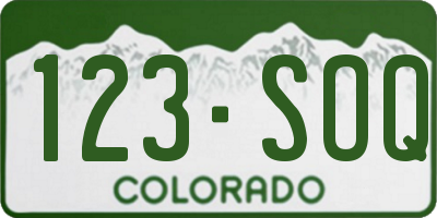 CO license plate 123SOQ