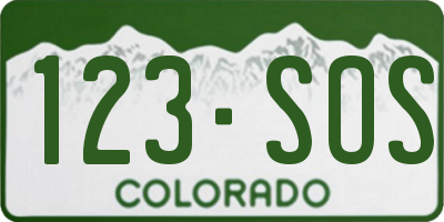 CO license plate 123SOS