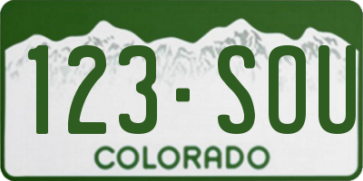 CO license plate 123SOU