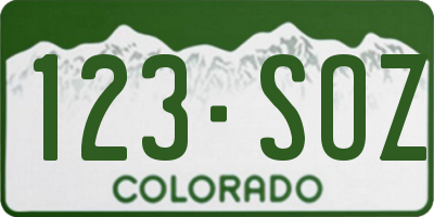 CO license plate 123SOZ