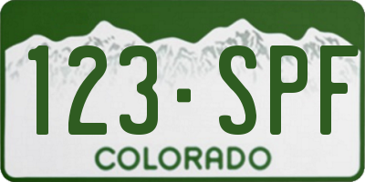 CO license plate 123SPF