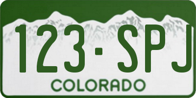 CO license plate 123SPJ