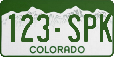 CO license plate 123SPK
