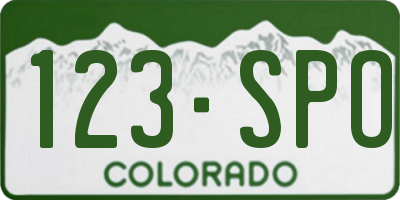 CO license plate 123SPO