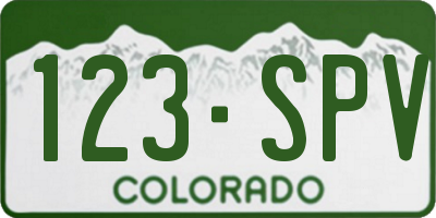 CO license plate 123SPV