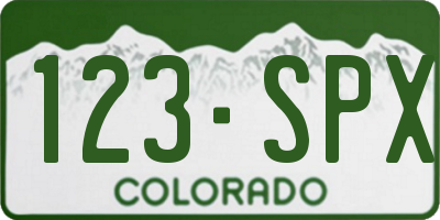 CO license plate 123SPX