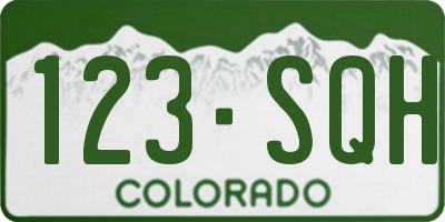CO license plate 123SQH