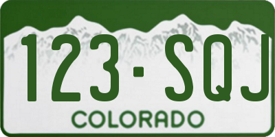 CO license plate 123SQJ