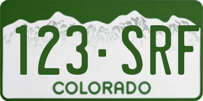 CO license plate 123SRF
