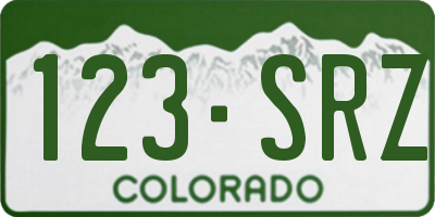 CO license plate 123SRZ