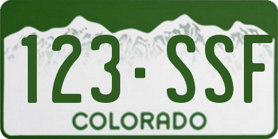 CO license plate 123SSF