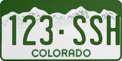 CO license plate 123SSH