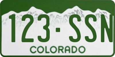 CO license plate 123SSN