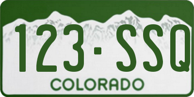 CO license plate 123SSQ