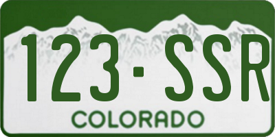 CO license plate 123SSR