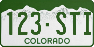 CO license plate 123STI