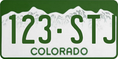 CO license plate 123STJ