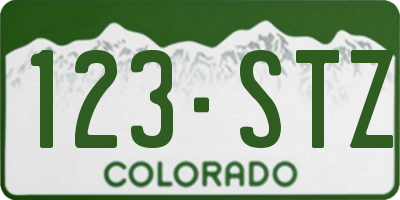 CO license plate 123STZ