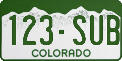 CO license plate 123SUB