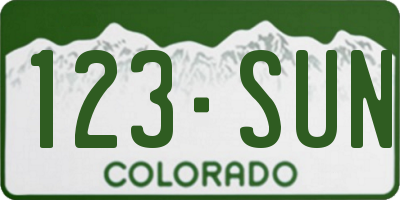 CO license plate 123SUN