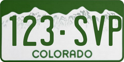 CO license plate 123SVP