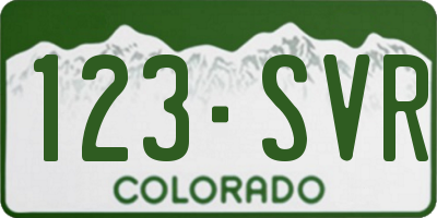 CO license plate 123SVR