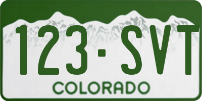 CO license plate 123SVT