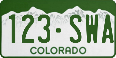 CO license plate 123SWA