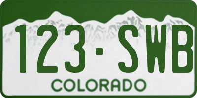 CO license plate 123SWB
