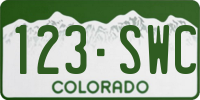 CO license plate 123SWC