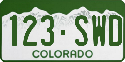 CO license plate 123SWD