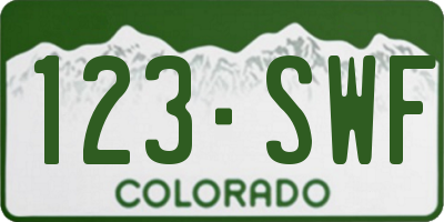 CO license plate 123SWF