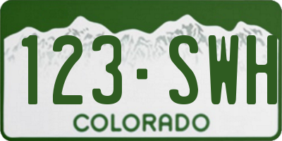 CO license plate 123SWH