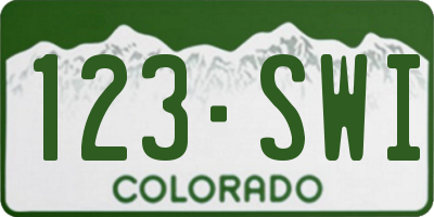 CO license plate 123SWI