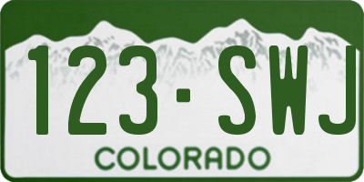 CO license plate 123SWJ