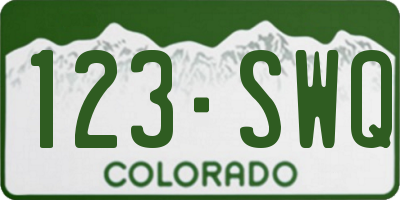 CO license plate 123SWQ