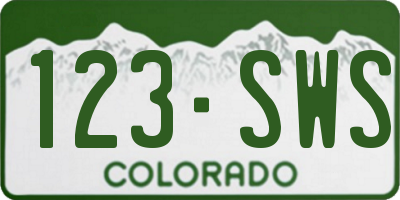 CO license plate 123SWS