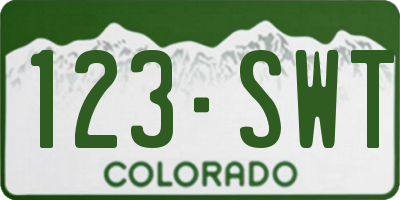 CO license plate 123SWT