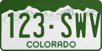 CO license plate 123SWV