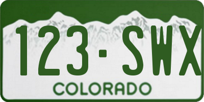 CO license plate 123SWX