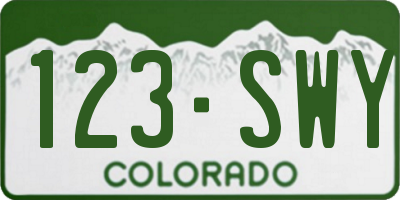 CO license plate 123SWY
