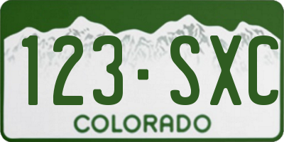 CO license plate 123SXC