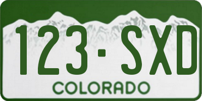 CO license plate 123SXD
