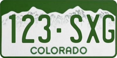 CO license plate 123SXG