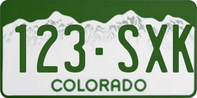 CO license plate 123SXK