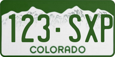 CO license plate 123SXP