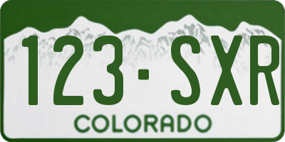 CO license plate 123SXR