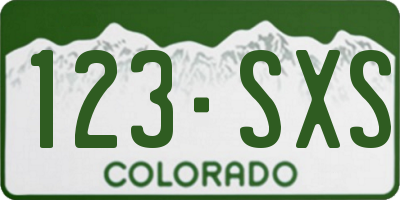 CO license plate 123SXS