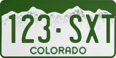 CO license plate 123SXT