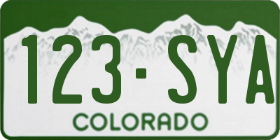 CO license plate 123SYA